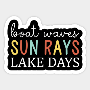 Boat Waves Sun Rays Lake Days Cute Summer Vacation Mom Sticker